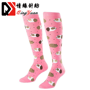 Embroidered Pattern Woman Bamboo Knee High Socks