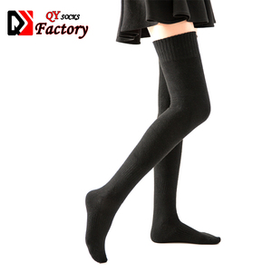 Factory Price Customized Warm Fuzzy Wool Socks Women Knee Woolen Stocking