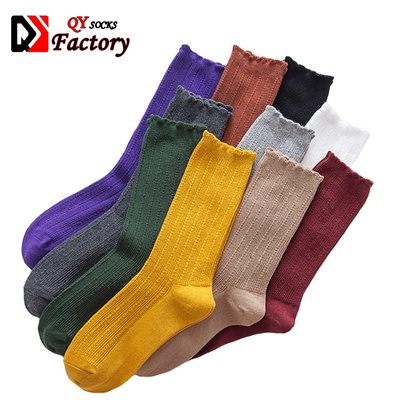 Wholesale Soft &nbsp;Plain Long &nbsp;Loose Ruffle Slouch Socks For Women
