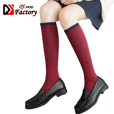 Wholesale Custom Tube White School Girl Knee High Socks Grey Uniform