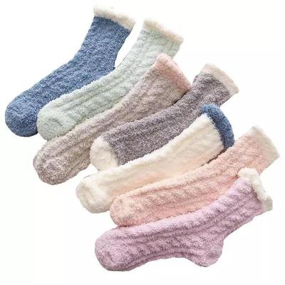 Coral velvet socks, autumn and winter home floor socks, half edge velvet women's mid length stocking