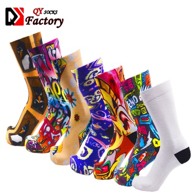 No MOQ Polyester White Crew 3D Digital Print Sublimation Socks