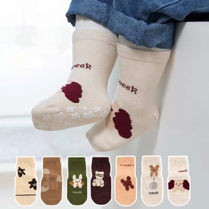 Spring new baby floor socks cute cartoon animal socks children's glue non-slip socks soft breathable